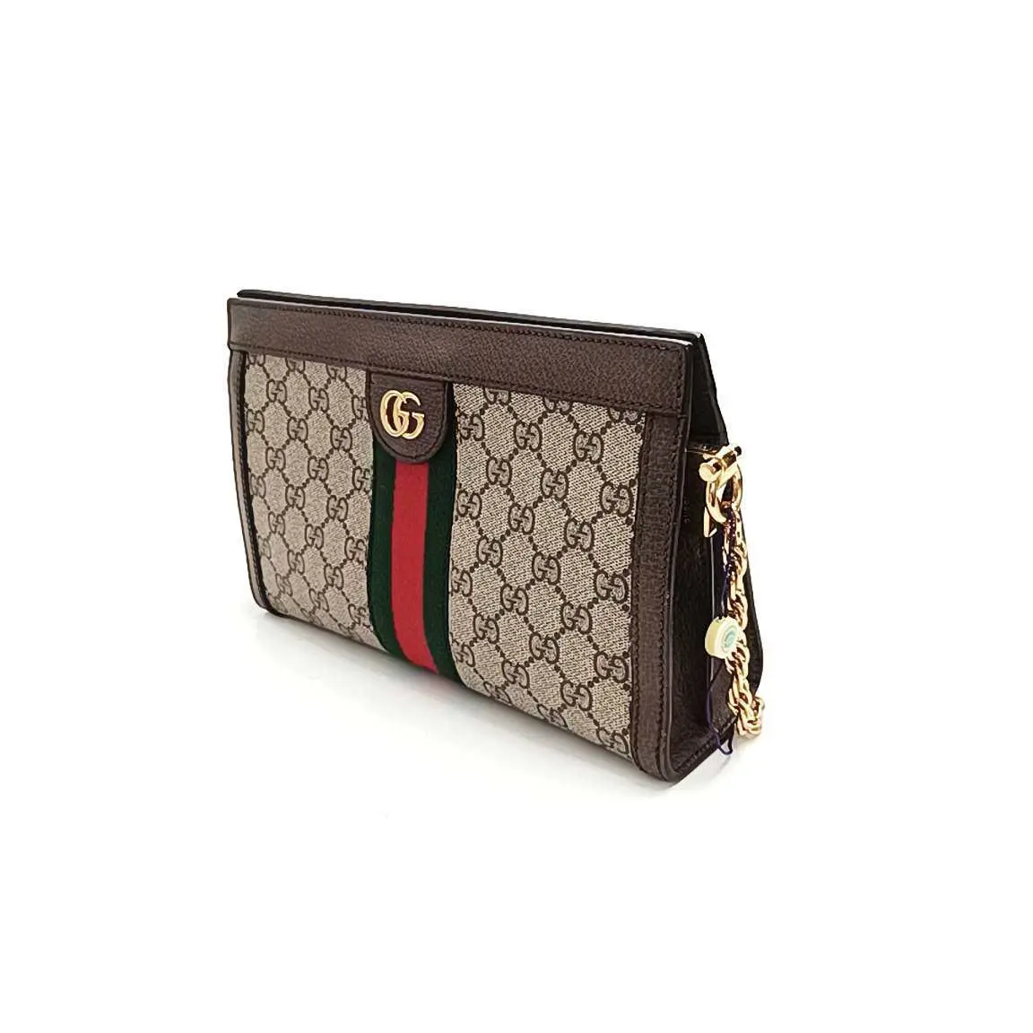 Pre-owned GUCCI Canvas Shoulder bags GG Supreme Monogram Web Medium Ophidia Chain Shoulder Bag Brown JZ00332 Yongzhen