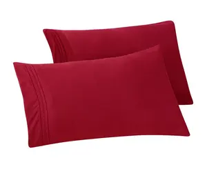 Elegant Comfort Set of 2 Pillowcases - 3 Line Embroidery, Wrinkle-Free Microfiber for Hot Sleepers, Cool and Crisp with Smooth Weave