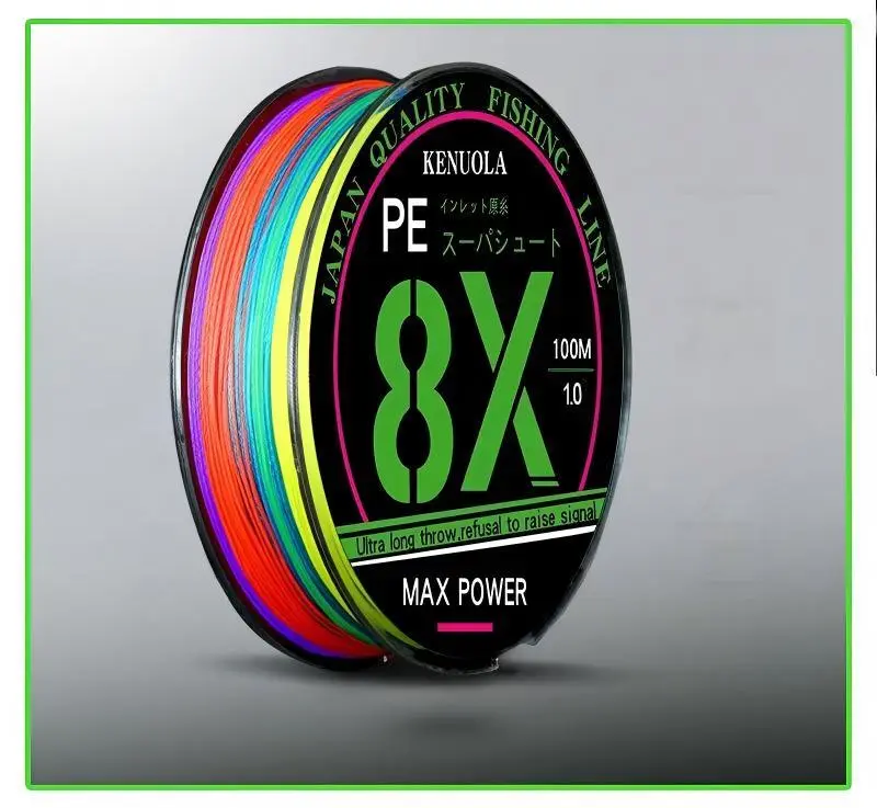 KENUOLA 8X Braided Polyethylene Fishing Line, 100M PE Fiber with 0 Stretch, Abrasion Resistance, Low Memory & Fluoropolymer Coat for Smooth Casts, Enhanced Casting Experience, Extreme Sensitivity, Increased Hookup Ratio, Fishing Equipment String Line, Sal