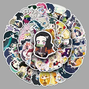 50 Pcs Q Version Demon Slayer Stickers, Cute Anime Characters Graffiti Decals for Laptop Notebook Skateboard Desktop Decoration Sticker Packs Art Stickers
