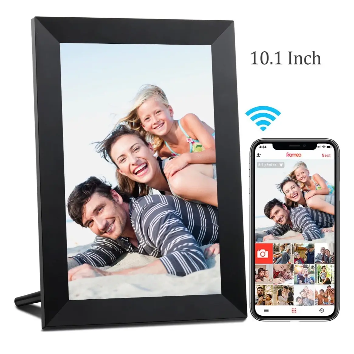 Doosl WiFi Digital Picture Frame, 10.1 inch IPS Touch Screen Smart Cloud Photo Frame with 32GB Storage, Easy Setup to Share Photos or Videos via Free Frameo APP, Auto-Rotate, Wall Mountable