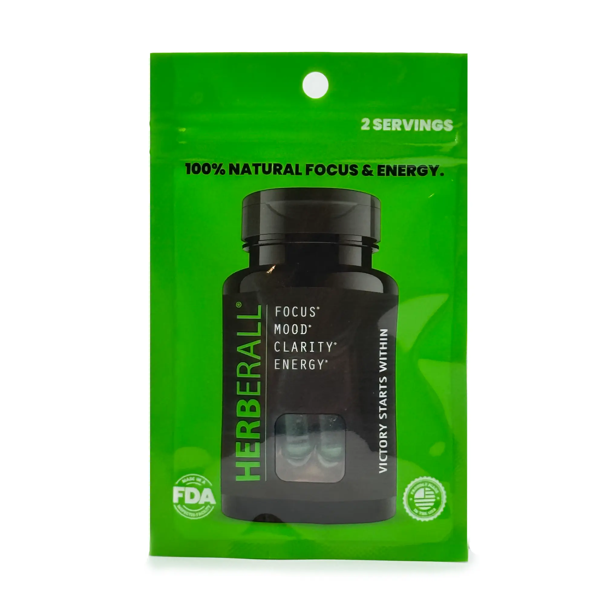 HERBERALL Dietary Nootropic – Brain Boost & Focus Support Edible Supplement with CoQ10, Glutathione, Green Tea, Alpha Lipoic Acid, Olive Leaf & Black Pepper – 120 Vegan Capsules