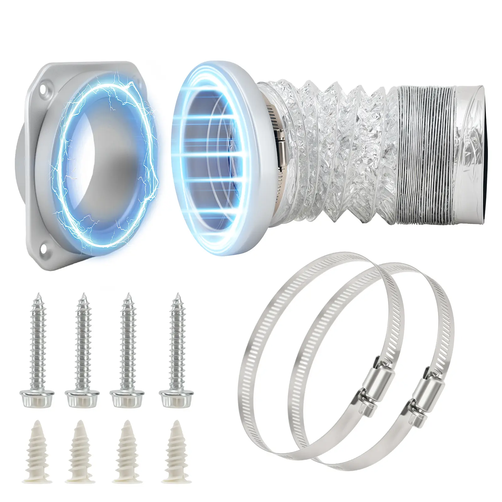 GJANSH Magnetic Dryer Vent Connector Kit Dryer Vent Hose for Quick Connection and Disconnection Strong Magnet Self-Alignment Airtight Seal for Secure & Efficient Dryer Airflow Universal 2.6ft 4" Duct,summervibes