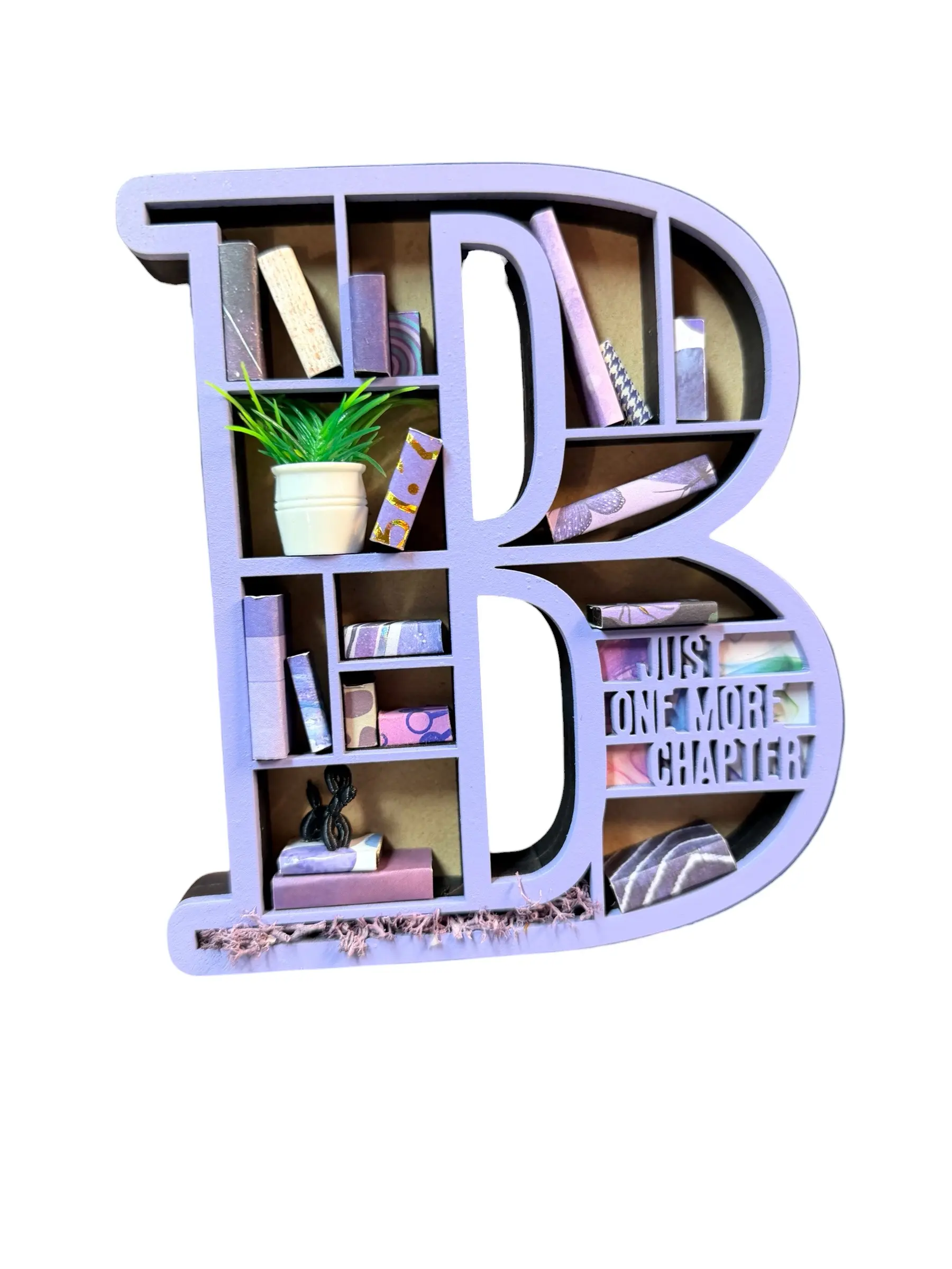 Handmade Miniature Alphabet Letter Bookshelf - Artistic Home Decor Ornament, Customizable Personalization Option Statue & Figurine, Ornaments