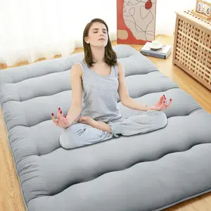 GARVEE Full Size Japanese Style Futon Mattress – Foldable Floor Mattress Pad for Adults, Ideal for Tatami, Camping, and Comfortable Floor Sleeping in Wave Grey