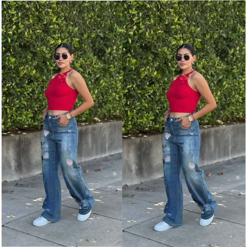 Jessy200-Straight-leg pants with stretch and a mid-rise waist