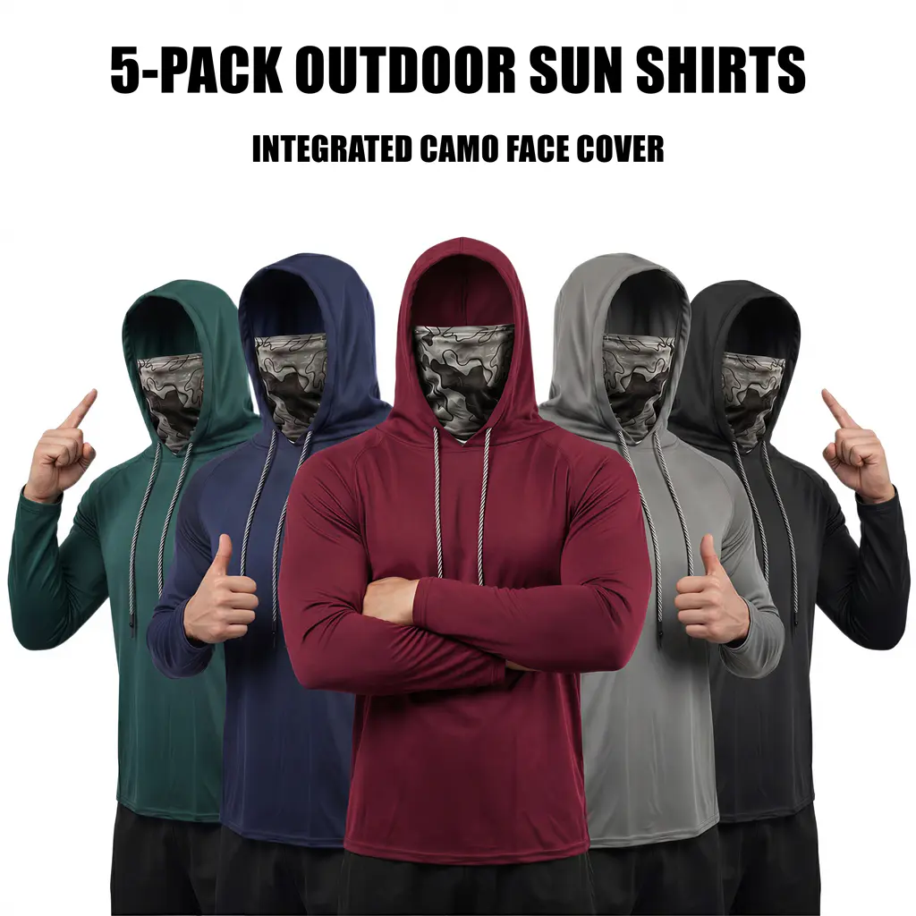 UPF 50+ Sun Shirt with Face Cover Mens Work Hoodie