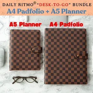 DAILY RITMO “Desk-to-Go” Bundle – Checkered A4 Padfolio & A5 Planner Bundle Combo
