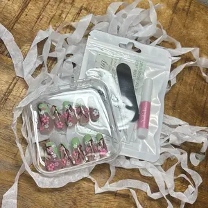 Green French Tip Flower Nails