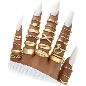 25PCS Gold Knuckle Rings Set for Women – Cute Stackable Midi Finger Rings, Dainty Chunky Stacking Jewelry Pack