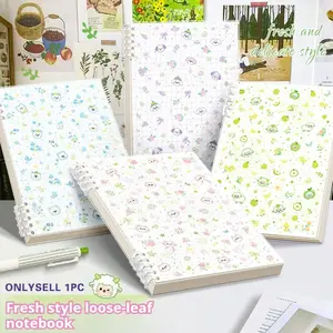 Cute and healing sheep floral loose-leaf notebook, artsy lined spiral notebook, fresh style detachable planner, ideal choice for students, diaries, and note-taking, Loose Leaf Notepad