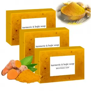 3PCS Turmeric Lemon Kojic Acid Soap Bars Soap BarTurmeric Soap BarKojic Acid SoapDark Spot Remover for Face Facial Skincare Radiant Comfort  Body Care