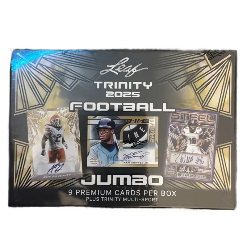 2025 Leaf Trinity Football Jumbo Box - 9 Premium Autographed Cards + 1 Multi-Sport Autograph/Relic Card