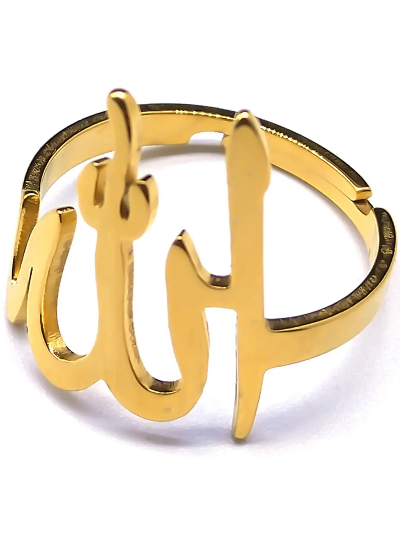 Arabic Islamic Muslim Allah Ring for Women Men Stainless Steel Gold Color Islam Religious Amulet Open Adjustable Rings Meaningful Rings