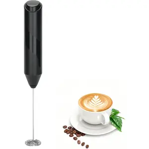 Handheld Milk Frother, Battery Operated Electric Foam Maker, Milk Frother Wand Drink Mixer with Stainless Steel Whisk for Coffee, Matcha, Lattes, Cappuccino (Black)