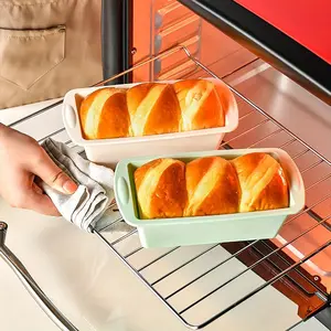 Silicone Loaf Pan, 4 Counts Baking Pan Set Non Stick Easy Release Rectangle Silicone Cake Pan for Baking Bread, Flexible BPA Free Silicone Baking Mold, Bakeware