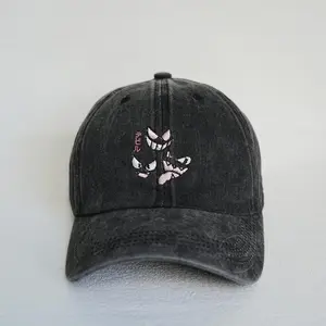 Genggar Ghost Creature Embroidered Baseball Hat, Anime Style Adjustable Cap, Purple Cartoon Aesthetic Dad Hat, Casual Everyday Wear Unisex Adjustable Hat