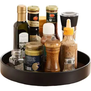 Non-Slip Rotating Lazy Susan Turntable, 360- Swivel, Black with Textured Surface (Black, 12 inches)