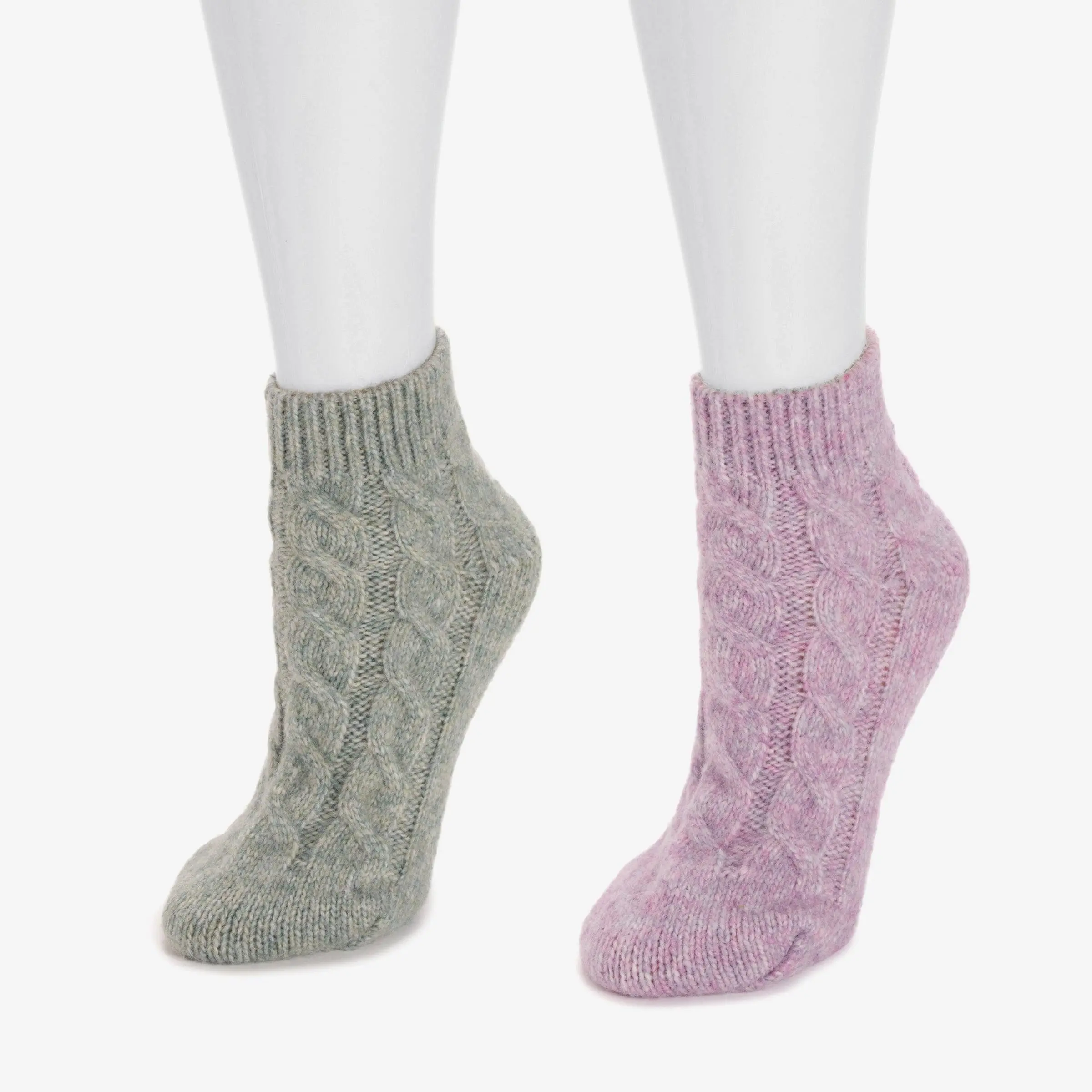 Women's 2-Pack Cable-Knit Sweater Footie Socks - Lightweight Soft Comfy Hosiery, Double-Colored Mid-Calf Design, Elegant Look, 1 Size Fits Most Women (6-11), All-Season Fit, Machine Washable, Casual, Comfortable Fit