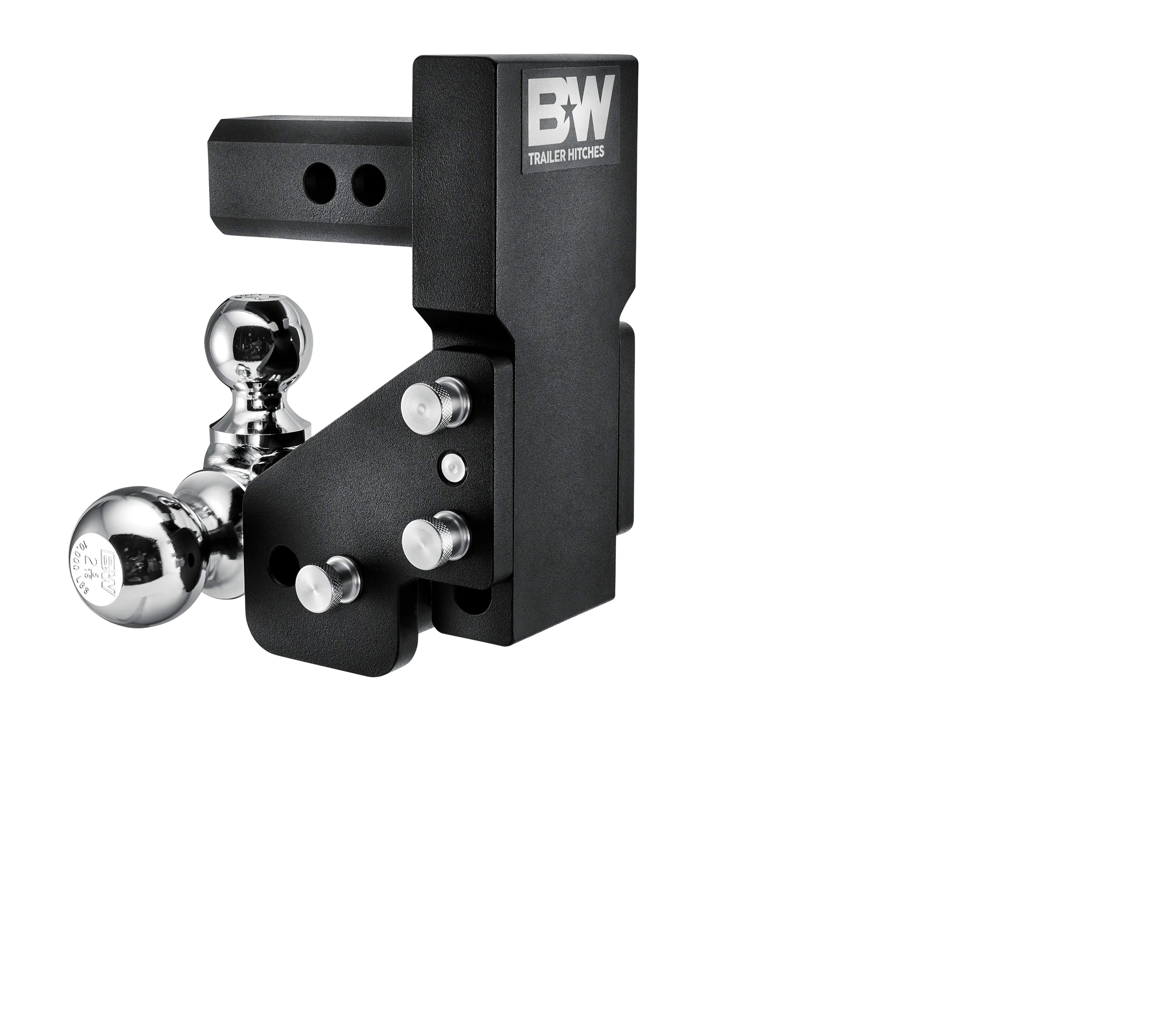 B&W Trailer Hitches Tow & Stow Adjustable Trailer Hitch - 2" Receiver, 10,000 lb GTW, SAE J-2638 Certified, Versatile Towing, Narrow Bottom for Adjustability, Wide Top for Maximum Strength - TS10064BMP, Towing Boats, Tri Ball Set, Adjustable Hitch