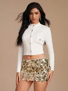 New Women Black Knit Sequin Low Rise Slim, Fitted Sexy Glam Rave Mini Four Seasons Sparkly Skirt, Glitter Skirt, Chic Bodycon Short Falda Skirt, Skirt For Women Party, Cocktail Skirt Short, Club Skirt, Black Sequin Skirt, Sequin Mini Skirt