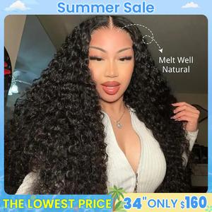 Gabrielle Hair Easy Wear Ready and Go 5x5 HD Lace Closure Deep Wave Human Hair Wigs 6x4 Curly Glueless Wigs Pre Plucked Pre Cut Pre Bleached Lace Wig For Women Beginner Friendly with Baby Hair #Summervibes