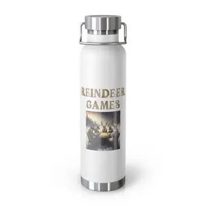 Reindeer Games - Festive Fun for the Whole Family - Copper Vacuum Insulated Bottle, 22oz Beverage Drinkware Flasks Stainless Steel Handles Insulation Transparent Winter Water Bottles