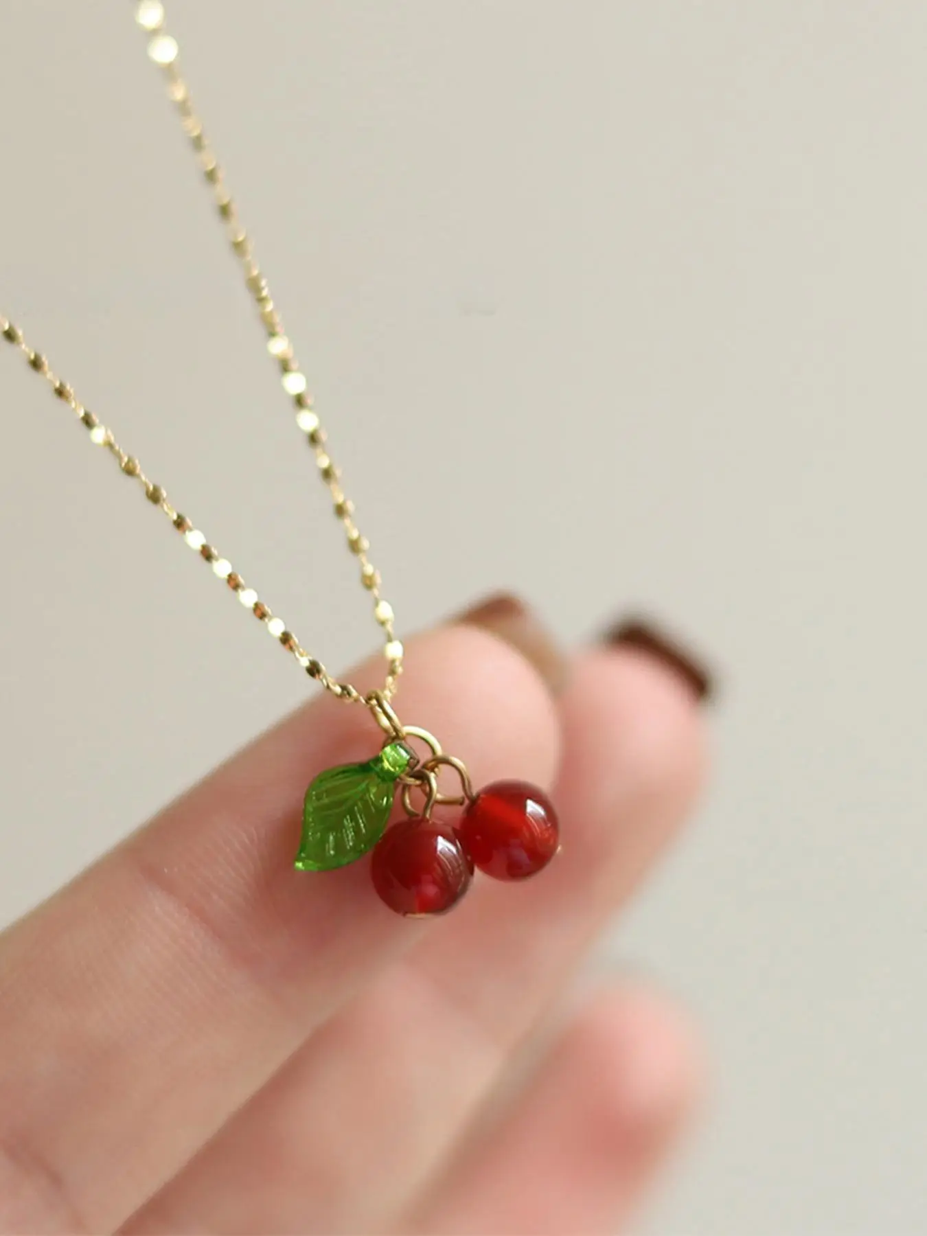 Sweet Design Cherry Decor Necklace for Women, Stainless Steel Vintage Jewelry As Gifts for Her, Clavicle Matching Chain Necklace, Cute Women Accessori