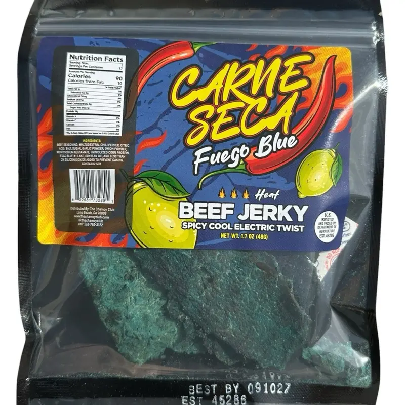 Carne Seca Fuego Blue Beef Jerky Spicy Electric Twist Snack 1.7 oz Dried Meat
