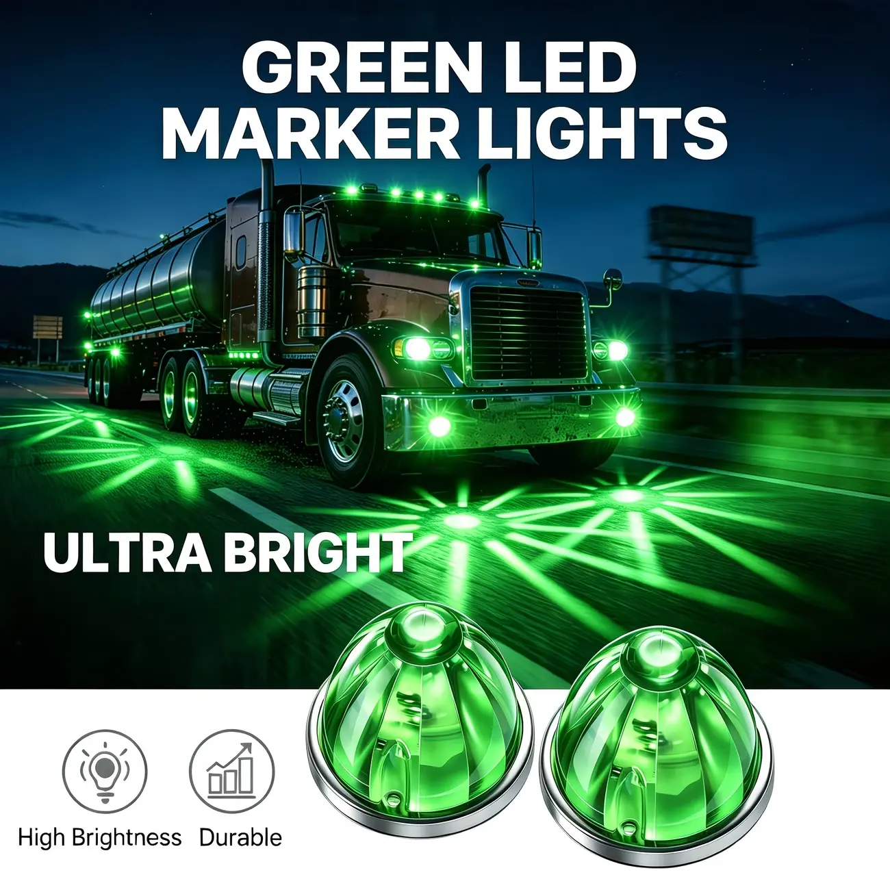 12V-24V Multi-Color Car LED Watermelon Marker Light, Constant Current Side Light with Stainless Steel Cover & Screw Accessories, Suitable for Trailers, Heavy Trucks, Led Lights For Truck, Car Lighting Accessories