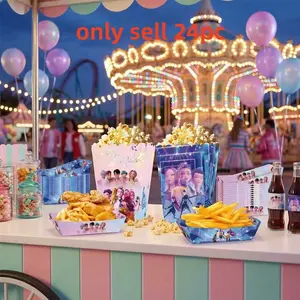 Kpop Idol Stage Style Snack Box Set, 24-Piece Popcorn & Food Container Kit, Ideal for Fan Gatherings & Event Decorations