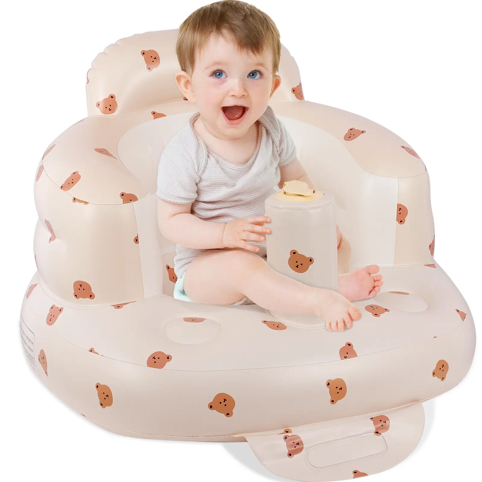 Baby Inflatable Seat for Babies 3-36 Months, Built in Air Pump, Baby Support Seat Summer Toddler Chair for Sitting Up, Baby Shower Chair Floor Seater