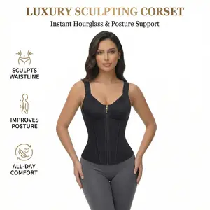 ZGQN Waist Trainer Corset Shapewear Vest for Women faja Colombian Bust Shaper High Compression Body Shaper Tummy Control Adjustable Straps Built In Bra Zipper Hook