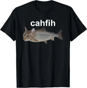 100% Cotton Tee Cahfih Funny Catfish Fih Meme T-Shirt T-Shirt with Look