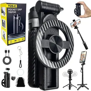 Four-In-One Multifunctional 360 Degree Rotating Magnetic Selfie Stick Tripod Stabilizer, Portable Extendable Design, Wireless Remote Control Included