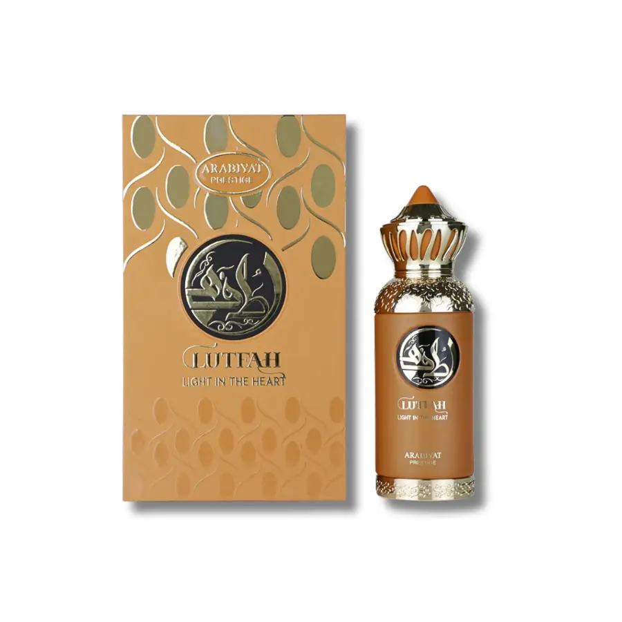 Arabiyat Prestige Lutfah Light In The Heart Eau De Parfum (2.7fl.oz) - Unisex Arabian Scented Bottle Perfume, Signature Aroma Youth Fragrance, Aromatic Spray with Bergamot, Cinnamon, Vanilla, Amberwood, Box-Included, Contains Neither Harmful Additives