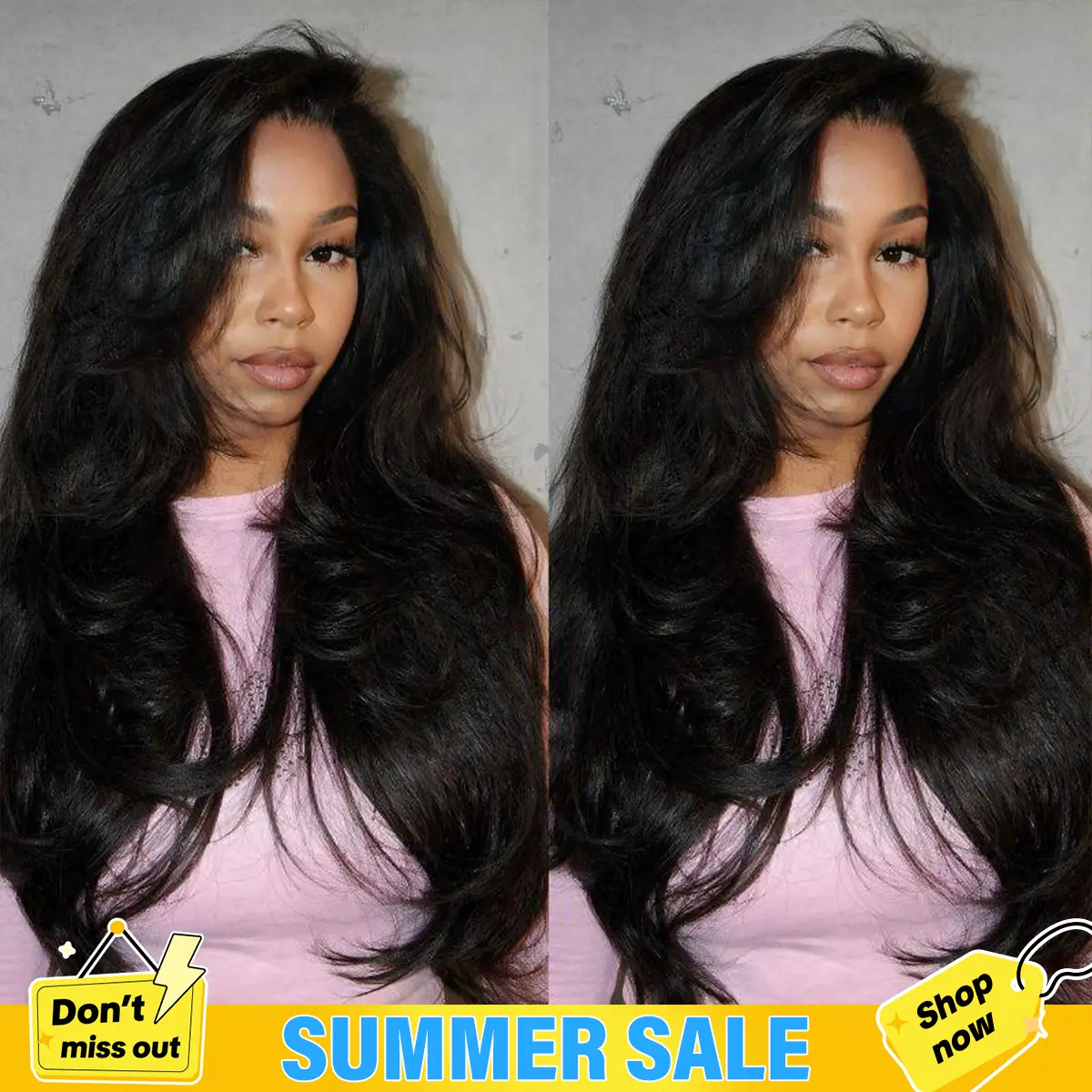 [Hot Selling] BGMgirl Layered Cut Kinky Straight 13x6 Lace Pre-Styled Natural Black Human Hair Frontal Wig #DealsForYouDays