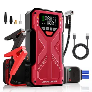 6000A automotive emergency starter, equipped with an air compressor, battery starter, portable tire inflator, 12V rescue kit (with LCD display, flashlight, storage box) (gasoline engine capacity limit 10.0 liters / diesel engine capacity limit 8.0 liters)