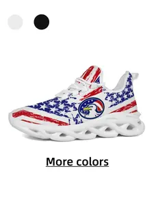 Minimalist & Trendy - Unisex Independence Day Themed American Eagle Emblem & Star-Spangled Banner Print Casual Athletic Sneakers - Skin-Friendly & Breathable, Non-Slip & Wear-Resistant, Versatile for Daily Outings, Campus Wear & Light Sports