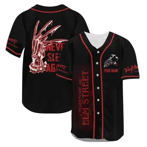 Personalized Fre.ddy Kru..eger Nightmare On Elm Street Baseball Jersey, Halloween Horror Jersey Shirt, Mens Shirt