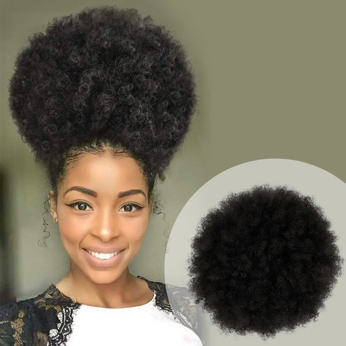 Instant Glitz Retro Curly Synthetic Fiber Drawstring Ponytail, Large Puff Artificial Hair Extension, Curly Pony Tail, Synthetic Ponytail Hairpieces, Hair Extensions Ponytail