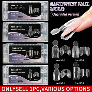 240pcs Sandwich Dual Nail Form Coffin Almond Nail Forms, 14 Sizes Reusable Top Bottom Forms, Nail Art Extension Mold, Professional Beauty Tools, Nail Art Design