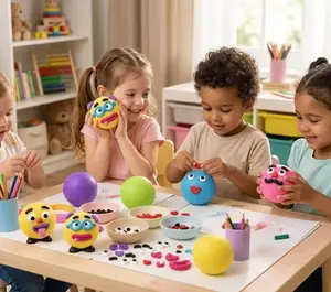 Funny Face Squishy Toy for Kids, Create Your Own Expressions, Soft Squeeze Stress Relief Ball, Mix & Match Facial Pieces, Sensory Fidget Toy, Birthday Party Favor