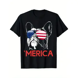 Merica French Bulldog American Flag 4th of July Frenchie T-Shirt
