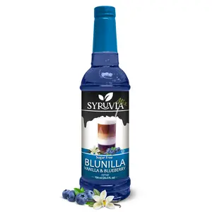Syruvia Sugar-Free BLUNILLA Coffee Syrup Vanilla Blueberry - 25.4 fl oz - 0 Calorie, Kosher, Gluten-Free Syrup for Drinks, Shakes, Desserts & More