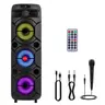 DAZONE Portable High-Power PA Bass Speaker, 3x8in Subwoofer, 45W Loud Output, Enhanced Audio Experience, Wireless Karaoke, Bluetooth TWS, Rechargeable, FM Radio, Remote Control, Microphone, LED Lighting, 10m Range, Gift Ideas for Music Lovers
