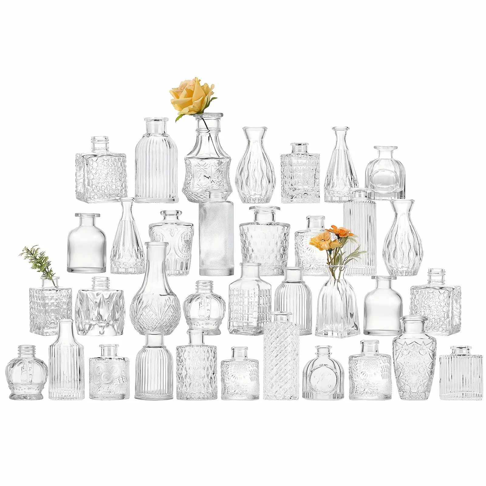 TOMNK 9/12/24/36/54pcs Bud Vase, Wedding Centerpieces For Tables, Mini Clear Bud Vases For Flowers, Small Flower Vases Suitable For Birthday Party, Anniversary, Wedding, Home Table Deco, Multiple Sizes, For Mother'S Day