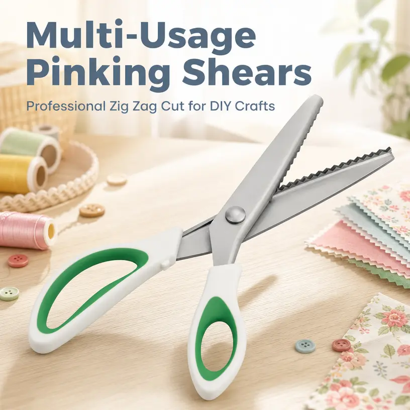 Zig Zag Craft Scissors Decorative Edge, Pinking Shears for Fabric Cutting, Professional Dressmaking Sharp Comfort Grips Scrapbook Fabric Sewing Scissors
