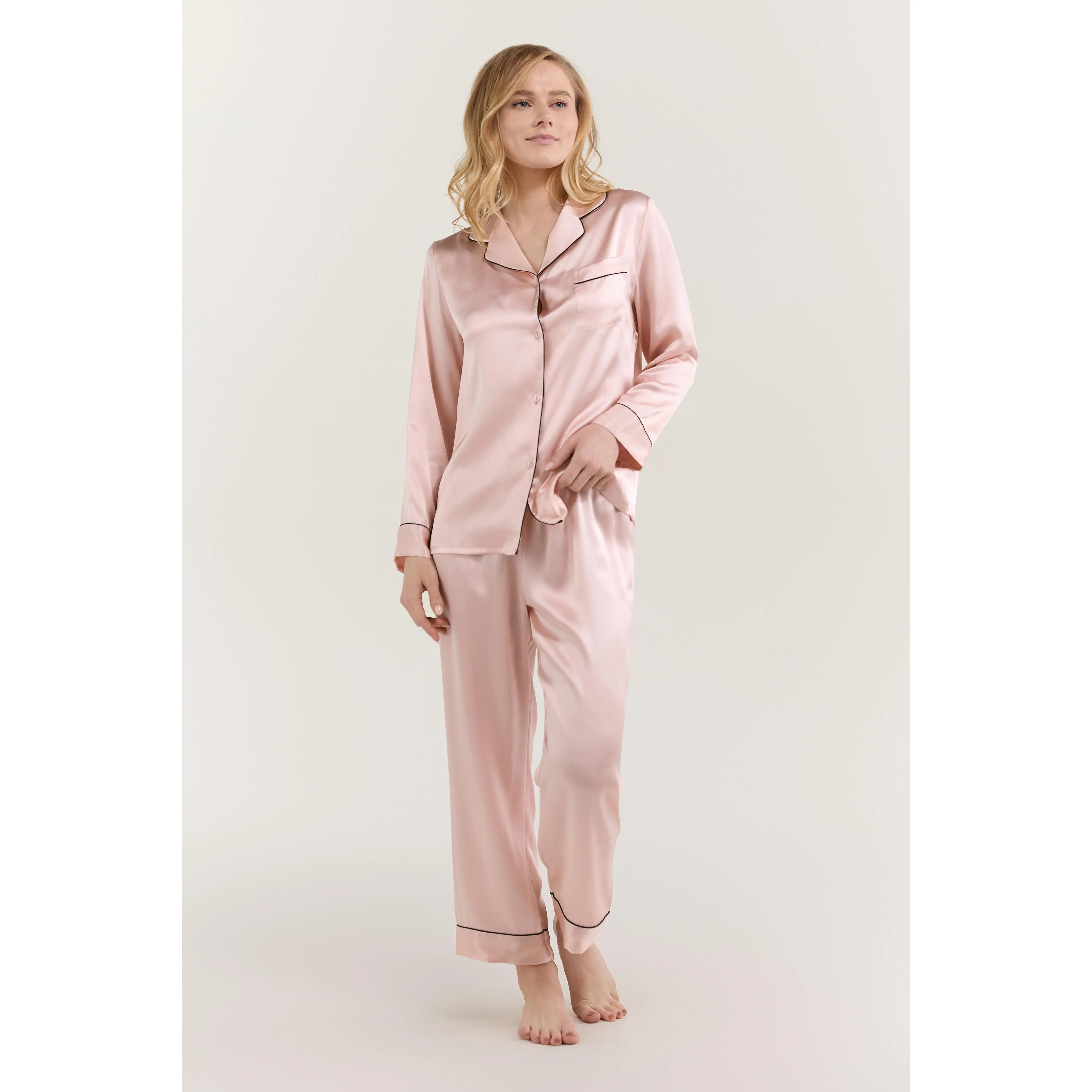 Women’s Long-Sleeve & Pants Silk Pajama Sets