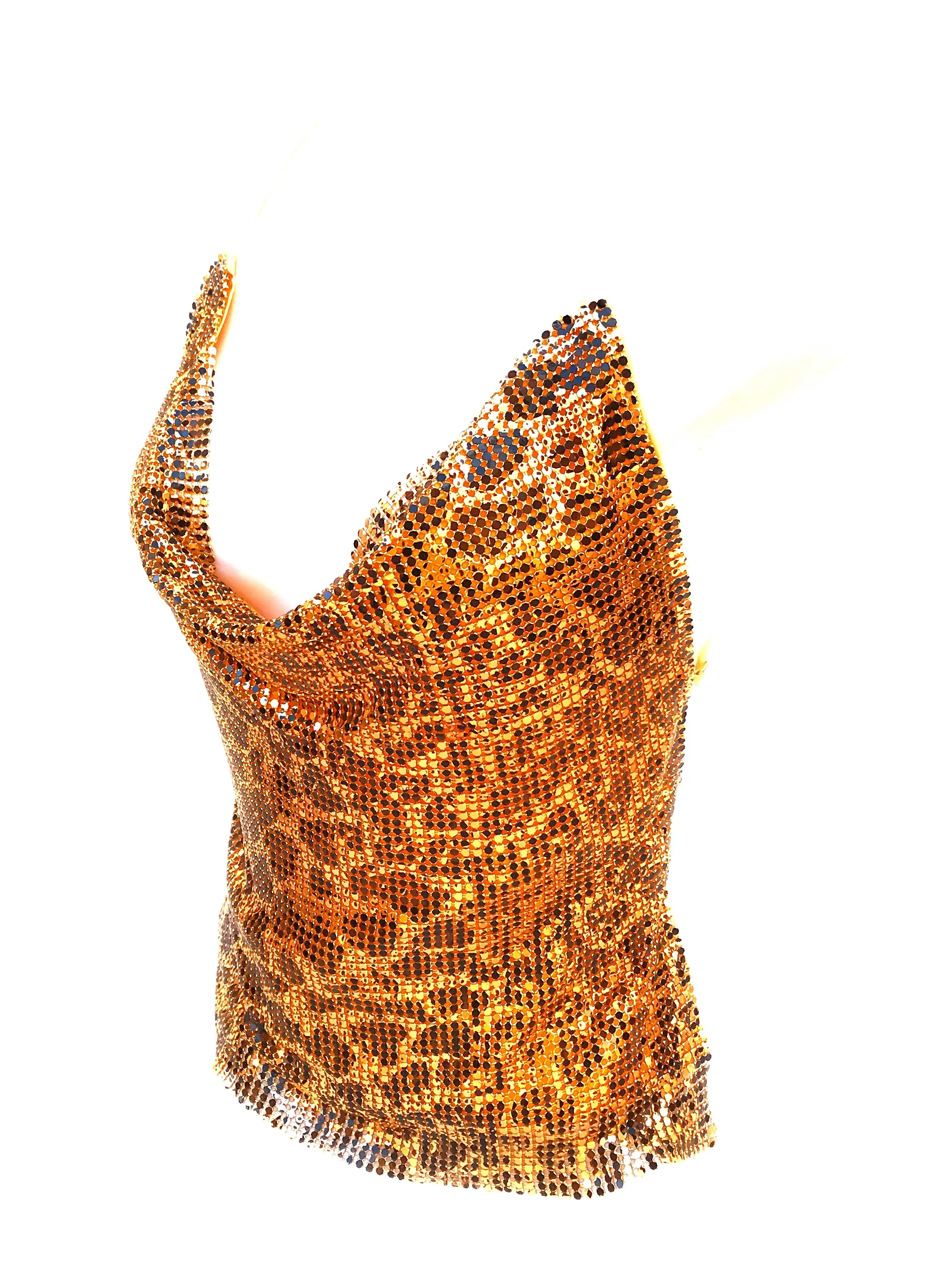 Women’s Y2K Animal Print Metal Mesh Halter Top – Leopard Cheetah Style Sexy Backless Clubwear